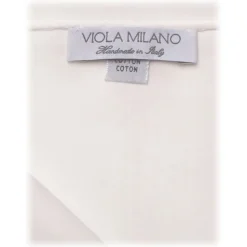 Viola Milano - Box of 3 Classic Solid Cotton Pocket Square - White - Handmade in Italy - Luxury Exclusive Collection - Avvenice