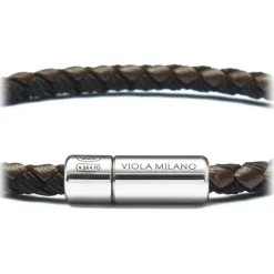 Viola Milano - Braided Genuine Italian Leather Bracelet - Brown/Black - Handmade in Italy - Luxury Exclusive Collection - Avvenice