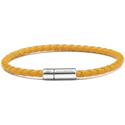 Viola Milano - Braided Italian Leather Bracelet - Mustard - Handmade in Italy - Luxury Exclusive Collection - Avvenice