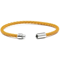 Viola Milano - Braided Italian Leather Bracelet - Mustard - Handmade in Italy - Luxury Exclusive Collection - Avvenice