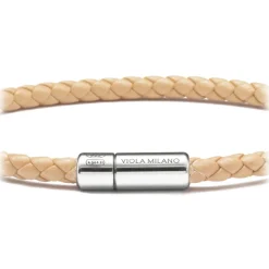 Viola Milano - Braided Italian Leather Bracelet - Pale Yellow - Handmade in Italy - Luxury Exclusive Collection - Avvenice