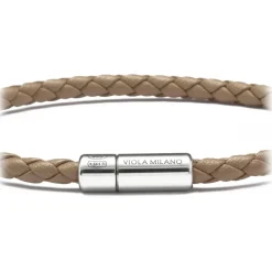 Viola Milano - Braided Italian Leather Bracelet - Taupe - Handmade in Italy - Luxury Exclusive Collection - Avvenice