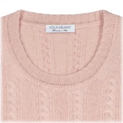 Viola Milano - Cable Knit Lambswool Sweater - Pink - Handmade in Italy - Luxury Exclusive Collection - Avvenice