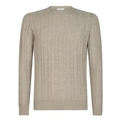 Viola Milano - Cable Knit Lambswool Sweater - Beige - Handmade in Italy - Luxury Exclusive Collection - Avvenice
