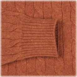Viola Milano - Cable Knit Loro Piana Cashmere Sweater - Orange - Handmade in Italy - Luxury Exclusive Collection - Avvenice