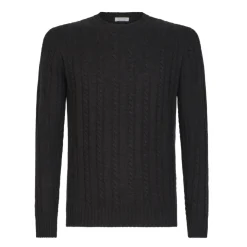 Viola Milano - Cable Knit Lambswool Sweater - Dark Grey - Handmade in Italy - Luxury Exclusive Collection - Avvenice
