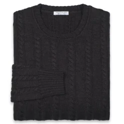 Viola Milano - Cable Knit Lambswool Sweater - Dark Grey - Handmade in Italy - Luxury Exclusive Collection - Avvenice