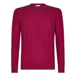 Viola Milano - Cable Knit Lambswool Sweater - Fuschia - Handmade in Italy - Luxury Exclusive Collection - Avvenice
