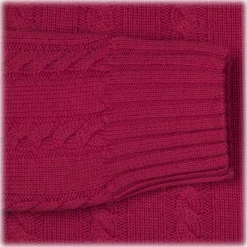 Viola Milano - Cable Knit Lambswool Sweater - Fuschia - Handmade in Italy - Luxury Exclusive Collection - Avvenice