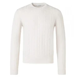 Viola Milano - Cable Knit Loro Piana Cashmere Sweater - Ivory - Handmade in Italy - Luxury Exclusive Collection - Avvenice