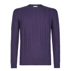 Viola Milano - Cable Knit Lambswool Sweater - Viola - Handmade in Italy - Luxury Exclusive Collection - Avvenice