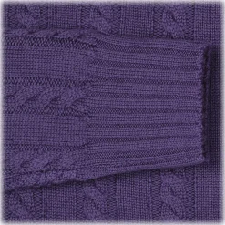 Viola Milano - Cable Knit Lambswool Sweater - Viola - Handmade in Italy - Luxury Exclusive Collection - Avvenice