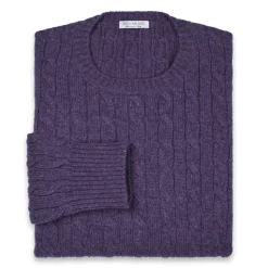 Viola Milano - Cable Knit Loro Piana Cashmere Sweater - Viola - Handmade in Italy - Luxury Exclusive Collection - Avvenice