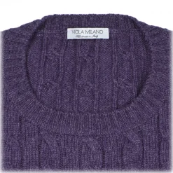 Viola Milano - Cable Knit Loro Piana Cashmere Sweater - Viola - Handmade in Italy - Luxury Exclusive Collection - Avvenice
