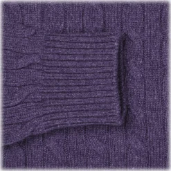 Viola Milano - Cable Knit Loro Piana Cashmere Sweater - Viola - Handmade in Italy - Luxury Exclusive Collection - Avvenice
