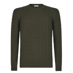 Viola Milano - Cable Knit Loro Piana Cashmere Sweater - Army Green - Handmade in Italy - Luxury Exclusive Collection - Avvenice