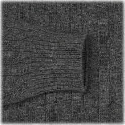 Viola Milano - Cable Knit Loro Piana Cashmere Sweater - Dark Grey - Handmade in Italy - Luxury Exclusive Collection - Avvenice