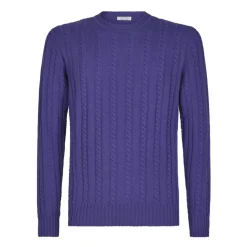 Viola Milano - Cable Knit Lambswool Sweater - Purple - Handmade in Italy - Luxury Exclusive Collection - Avvenice