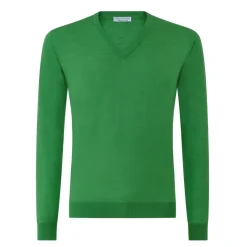 Viola Milano - Cashmere V-Neck Sweater - Apple - Handmade in Italy - Luxury Exclusive Collection - Avvenice