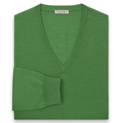 Viola Milano - Cashmere V-Neck Sweater - Apple - Handmade in Italy - Luxury Exclusive Collection - Avvenice