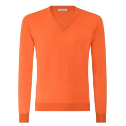 Viola Milano - Cashmere V-Neck Sweater - Orange - Handmade in Italy - Luxury Exclusive Collection - Avvenice