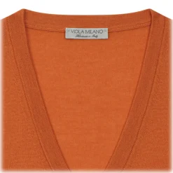 Viola Milano - Cashmere V-Neck Sweater - Orange - Handmade in Italy - Luxury Exclusive Collection - Avvenice