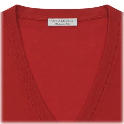 Viola Milano - Cashmere V-Neck Sweater - Red - Handmade in Italy - Luxury Exclusive Collection - Avvenice