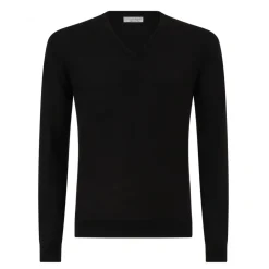 Viola Milano - Cashmere V-Neck Sweater - Black - Handmade in Italy - Luxury Exclusive Collection - Avvenice