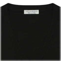 Viola Milano - Cashmere V-Neck Sweater - Black - Handmade in Italy - Luxury Exclusive Collection - Avvenice