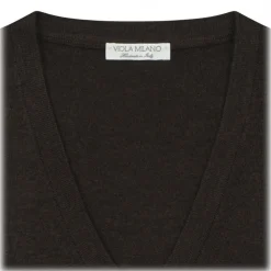 Viola Milano - Cashmere V-Neck Sweater - Brown - Handmade in Italy - Luxury Exclusive Collection - Avvenice