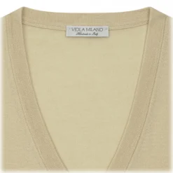 Viola Milano - Cashmere V-Neck Sweater - Sand and Yellow - Handmade in Italy - Luxury Exclusive Collection - Avvenice