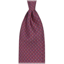 Viola Milano - Chain Lock Selftipped Italian Silk Tie - Navy/Wine - Handmade in Italy - Luxury Exclusive Collection - Avvenice