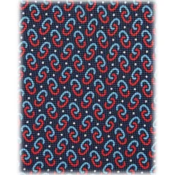 Viola Milano - Chain Pattern Selftipped Silk Tie - Navy - Handmade in Italy - Luxury Exclusive Collection - Avvenice