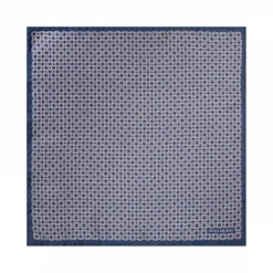 Viola Milano - Chain Pattern Silk Pocket Square - Navy - Handmade in Italy - Luxury Exclusive Collection - Avvenice