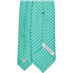Viola Milano - Chain Pattern Selftipped Silk Tie - Menthol - Handmade in Italy - Luxury Exclusive Collection - Avvenice