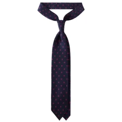 Viola Milano - Circle Printed Selftipped Italian Silk Tie - Navy / Pink - Made in Italy - Luxury Exclusive Collection - Avvenice