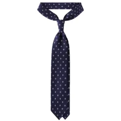 Viola Milano - Circle Printed Selftipped Italian Silk Tie - Navy / White - Made in Italy - Luxury Exclusive Collection - Avvenice