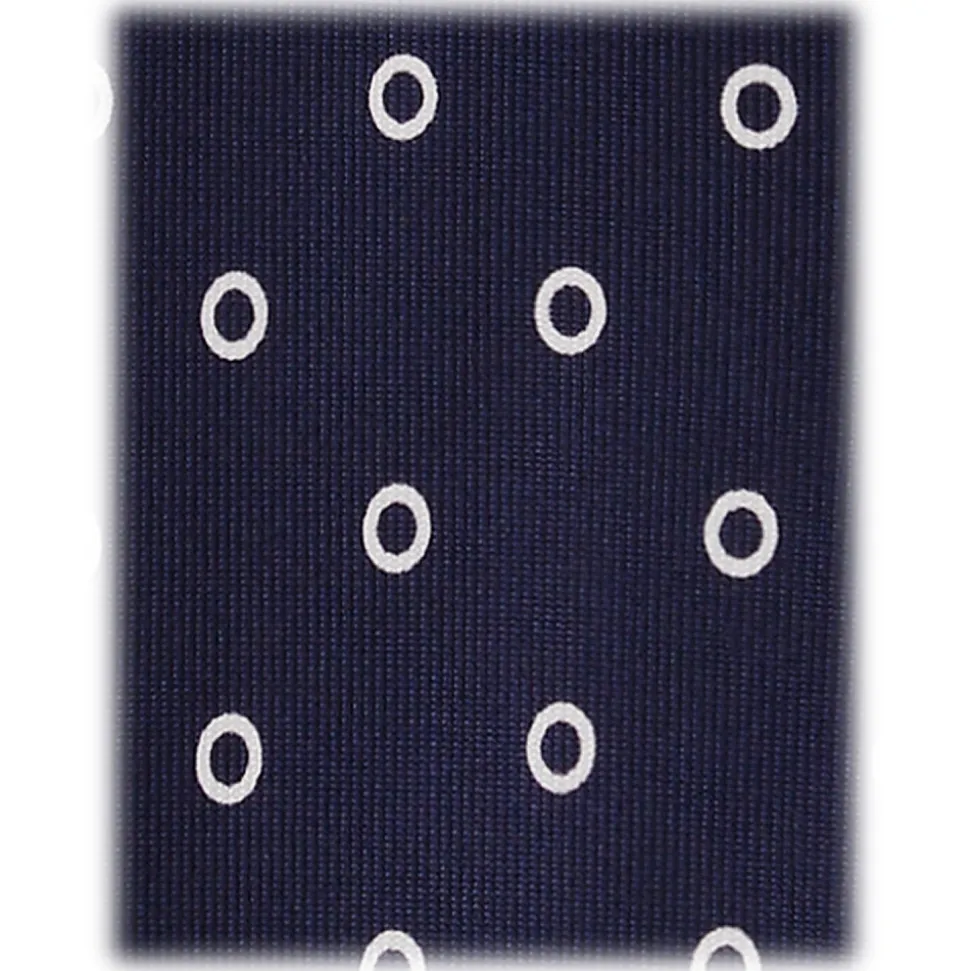 Viola Milano - Circle Printed Selftipped Italian Silk Tie - Navy/White - Handmade in Italy - Luxury Exclusive Collection - Avvenice
