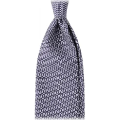 Viola Milano - Classic Circle Selftipped Italian Silk Tie - Navy/White - Handmade in Italy - Luxury Exclusive Collection - Avvenice