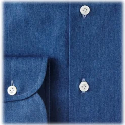 Viola Milano - Classic Denim Button-Down Collar Dress Shirt - Denim - Handmade in Italy - Luxury Exclusive Collection - Avvenice