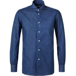 Viola Milano - Classic Denim Cut-Away Collar Dress Shirt - Denim - Handmade in Italy - Luxury Exclusive Collection - Avvenice