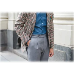 Viola Milano - Classic Denim Cut-Away Collar Dress Shirt - Denim - Handmade in Italy - Luxury Exclusive Collection - Avvenice