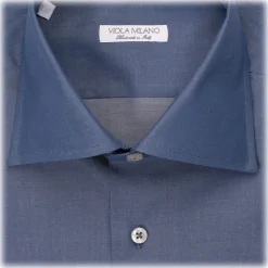 Viola Milano - Classic Italian Denim Collar Shirt - Denim - Handmade in Italy - Luxury Exclusive Collection - Avvenice
