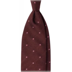 Viola Milano - Classic Polka Dot 3-Fold Grenadine Tie - Burgundy/Pink - Handmade in Italy - Luxury Exclusive Collection - Avvenice