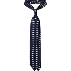 Viola Milano - Classic Polka Dot Selftipped Silk Tie - Navy - Handmade in Italy - Luxury Exclusive Collection - Avvenice