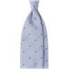 Viola Milano - Classic Polka Dot 3-Fold Grenadine Tie - Light Blue/Brown - Handmade in Italy - Luxury Exclusive Collection - Avvenice