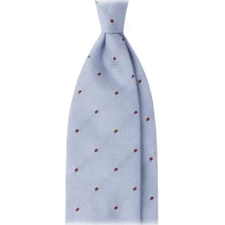 Viola Milano - Classic Polka Dot 3-Fold Grenadine Tie - Light Blue/Brown - Handmade in Italy - Luxury Exclusive Collection - Avvenice