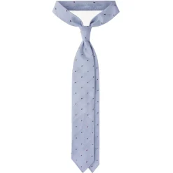Viola Milano - Classic Polka Dot 3-Fold Grenadine Tie - Light Blue/Brown - Handmade in Italy - Luxury Exclusive Collection - Avvenice