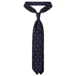 Viola Milano - Classic Polka Dot 3-Fold Grenadine Tie - Navy / White - Made in Italy - Luxury Exclusive Collection - Avvenice