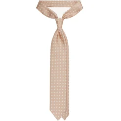 Viola Milano - Classic Polka Dot Selftipped Silk Tie - Sand - Handmade in Italy - Luxury Exclusive Collection - Avvenice